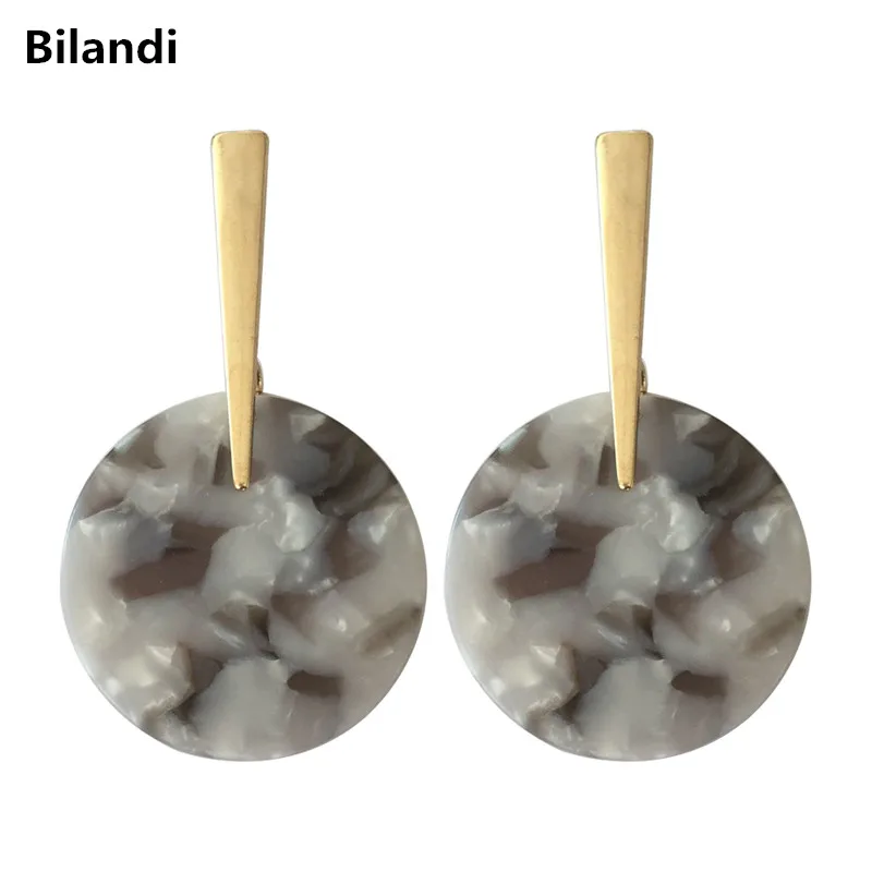 

Bilandi Korean temperament earrings acetate plate earrings exaggerated large round earrings color retro ladies jewelry
