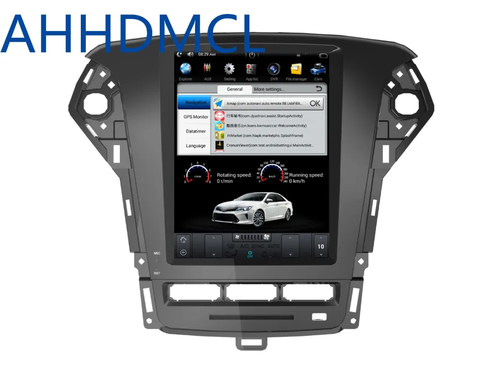 Top Car Multimedia Player PC PAD Tesla Style Player Android 7.1 GPS For Ford Mondeo Auto A/C Edition 2007 2008 2009 2010 2011 2012 3