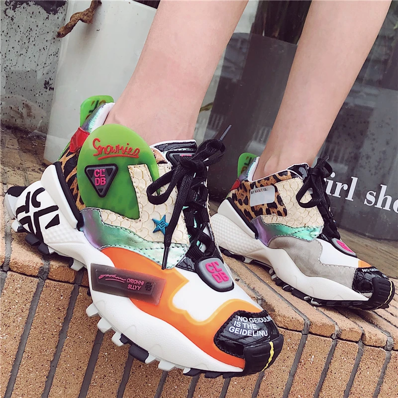 RASMEUP Street Style Women's Chunky Sneakers Fashion Brand Women Flat Platform Shoe Breathable Women Trainers Footwear