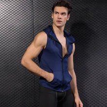 Мужские толстовки для фитнеса, безрукавки, безрукавка, бодибилдинг, футболка, Стрингер, мужской жилет с капюшоном для тренировок, майка, спортивная одежда, Feb9