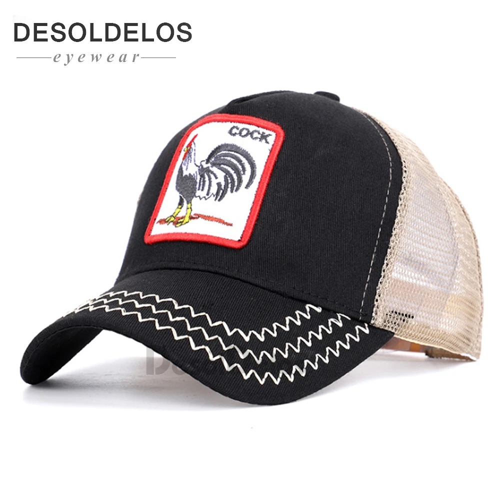 

new cockcap Baseball Caps Rooster Embroidery Hats Men Snapback Breathable Mesh Bones Fashion Streetwear Cock Trucker Cap Women