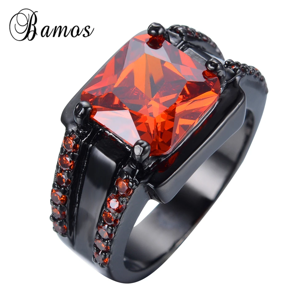 Bamos мужское красное геометрическое кольцо высокого качества, модное черное Золотое ювелирное изделие, винтажные обручальные кольца для мужчин, подарки на год