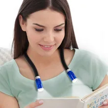 Светодиодный ночной Светильник для чтения с сухой батареей, гибкий, с громкой связью, для объятия шеи, светильник для чтения книг, фонарь, мини светодиодный Ночной светильник, светильник-вспышка