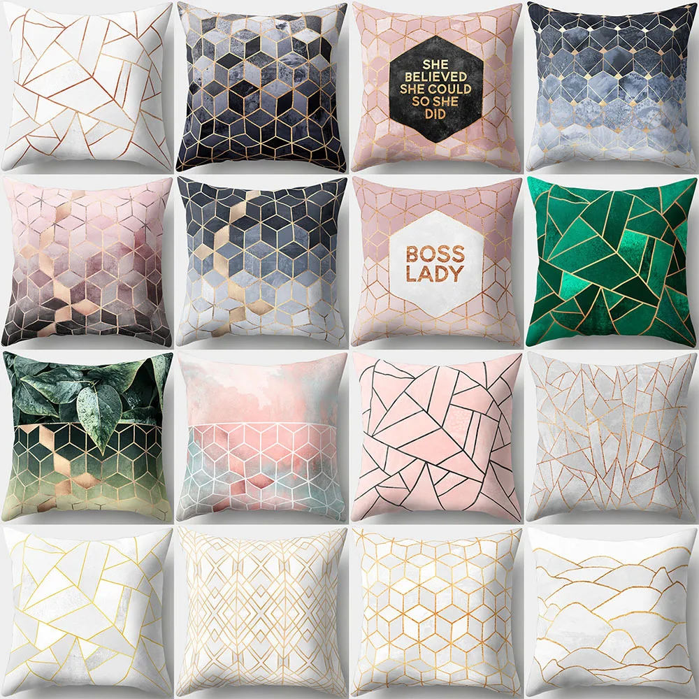 car waist pillow case peach skin geometric pattern creative home dacron hold pillow case customizable yiwu pillow 45*45cm bay pillowcases Car waist pillow case sofa pillowcase peach skin creative home office cushions without core PP32