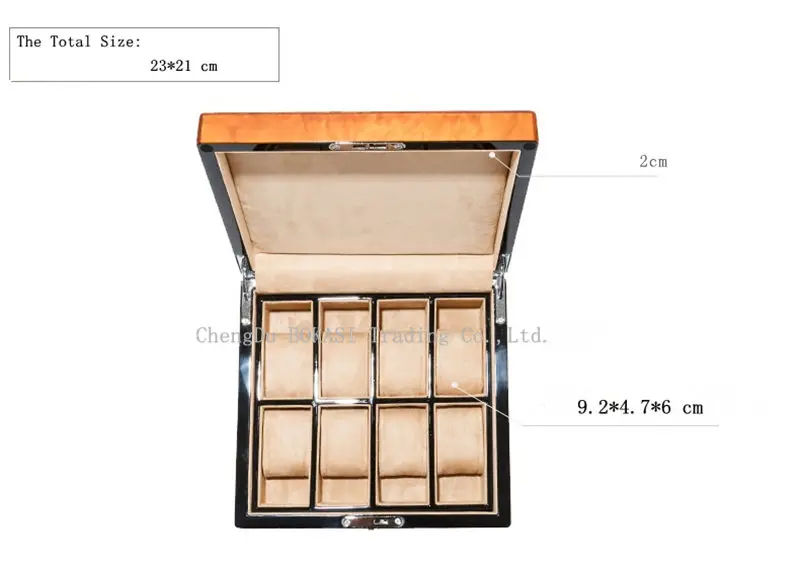 Высококачественный светильник для фортепиано, коробка для хранения часов, чехол, Механические Мужские деревянные часы, чехол s с замком, новая деревянная Подарочная коробка W 0115