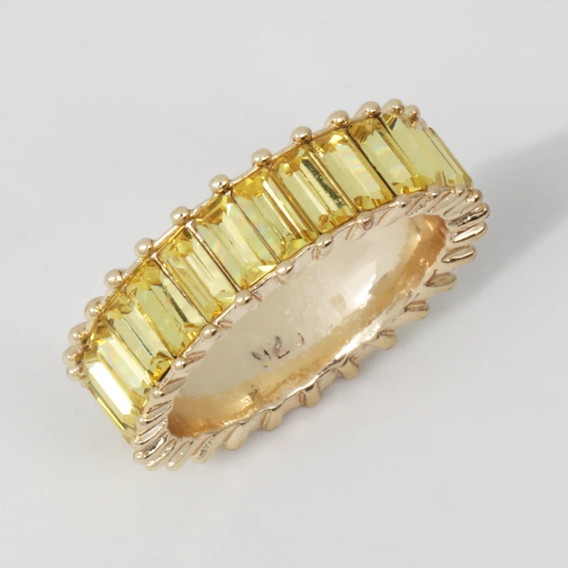 JURAN женские ювелирные изделия микро Pave CZ разноцветные кольца с кристаллами обручальное кольцо Вечность укладка 925 модное Золотое заполненное Радужное кольцо