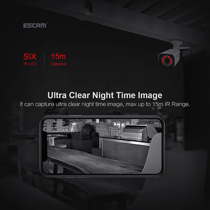 ESCAM QH002 HD 2MP IP Camera ONVIF H.265 P2P Outdoor Waterproof IR Bullet With Smart Analysis Function Surveillance Cameras