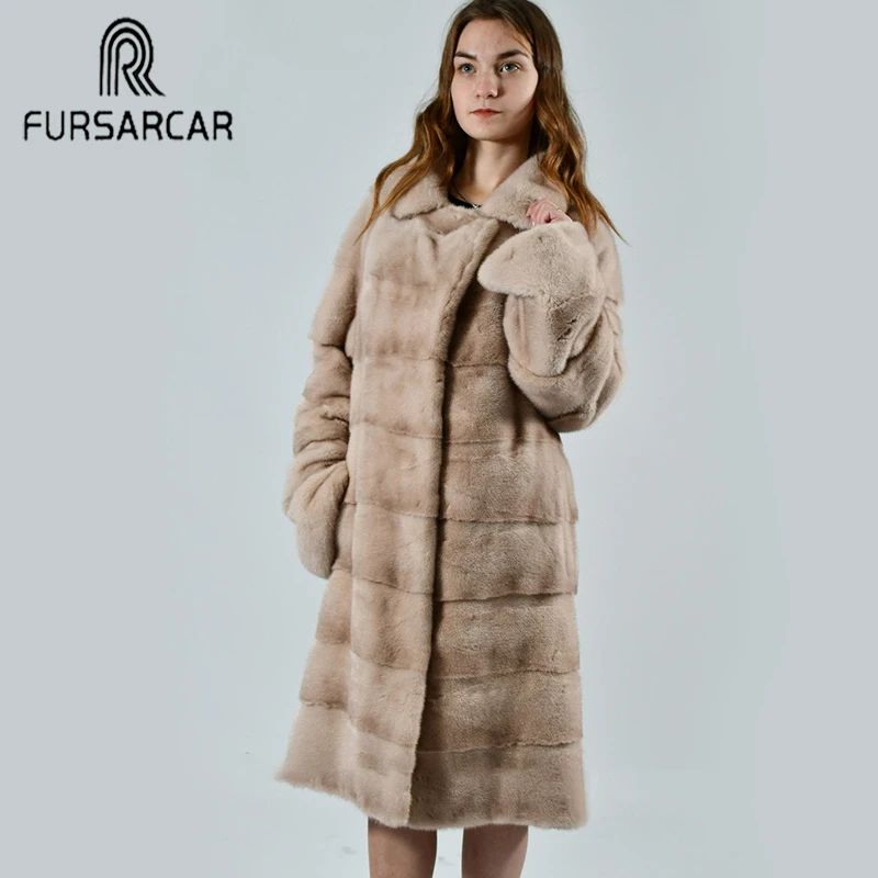 Женская меховая куртка FURSARCAR новая норковая шуба роскошная зимняя женская теплая