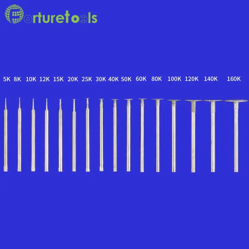 50pcs diamond mounted point dremel rotary tool mounted wheels Head dia 0.5~16mm Shank dia 2.35mm and 3mm shapes type K TZ46