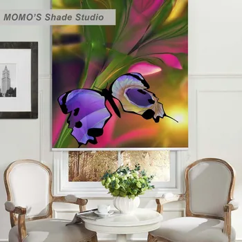 

MOMO Roller Blinds Blackout Design Window Blinds Painting Curtains Roller Shades Thermal Fabric Custom Size, PRB set395-399