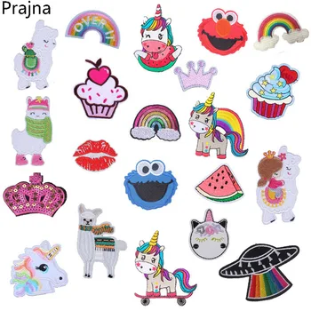

Prajna Cute Rainbow Unicorn Patch Iron on Patches Cartoon Embroidered Patches For Clothes Jacket Fabric Baby Kids Applique Badge