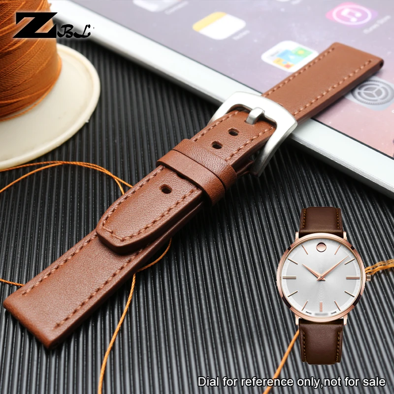 

18mm watchband Genuine leather watch bracelet double head layer cowhide leather strap brown wristwatches band