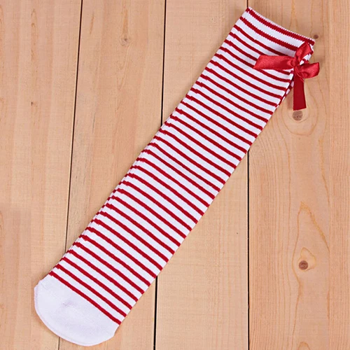 

Girls Cotton Long Knee Socks Kids Children Baby Toddler Bowknot Striped Leg Warmers