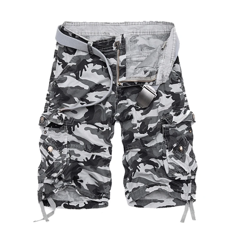 

2019 Plus size New Camouflage Loose Cargo Shorts Men Cool Summer Military Camo Short Pants Hot Sale Homme Cargo Shorts No belt