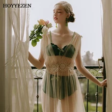 Sexy girls perspective Waist strap lace Mesh dress solid color girls sleepwear Nightdress set 5 colors Sexy girls perspective Waist strap lace Mesh dress solid color girls sleepwear Nightdress set 5 colors