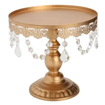 

Cake Rack Antique Cake Stand Round Cupcake Stands Metal Dessert Display with Crystal Beads for Wedding Birthday Party