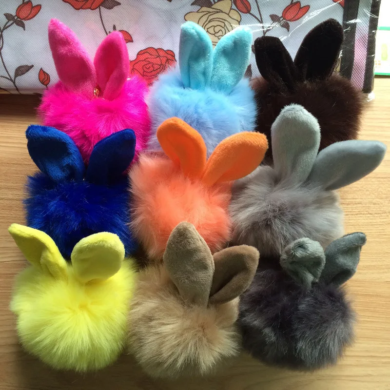 2018 Fur Keychains Fake Rabbit fur ball key chain porte clef pompom de fourrure fluffy Bag Charms bunny keychain Keyring Fashion Jewelry