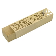 Блестящая Свадебная пригласительная карта коробка персонализированные лазерная обработка коробка