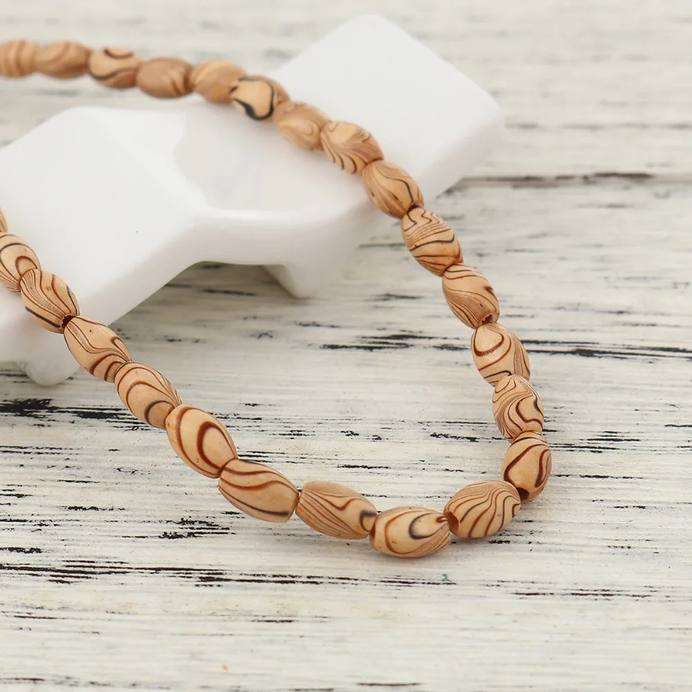 

Doreen Box Vintage Wood Spacer Beads Oval Brown Stripe DIY Jewelry 8mm( 3/8") x 5mm( 2/8"), 2 Strands (Approx 60 PCs/Strand)