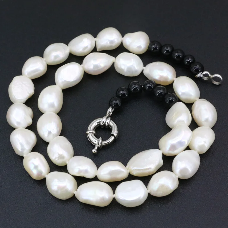 

Fashion Statement Women Choker Necklace Natural Freshwater Pearl Jewelry Irregular 10-12mm Beads Strand Necklaces 18inch B3399