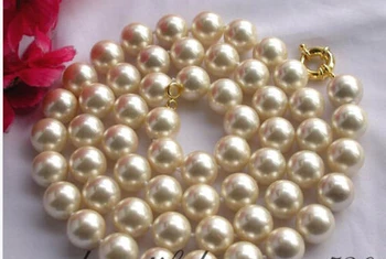 

FREE SHIPPING 00086 round champagne south sea shell pearl necklace