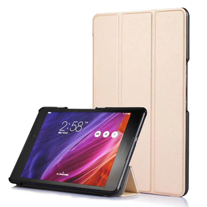 Умный чехол для планшета Asus Zenpad Z8 ZT581KL с магнитной подставкой, кожаный чехол для планшета Asus Zenpad 3 8,0 Z581KL, Чехол+ пленка для экрана+ ручка - Цвет: gold