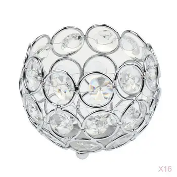 

16 Pieces Crystal Candle Holder Home Banquet Candlestick Table Centerpieces