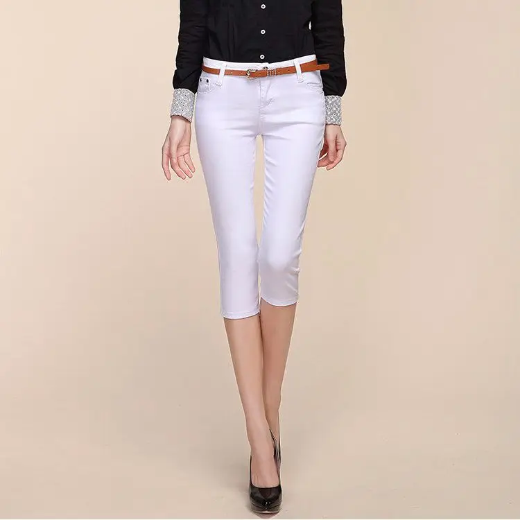 

2019 Capris For Women Plus Size Casual Cotton Capris For Women Elastic Candy Capris Women Pants Trousers