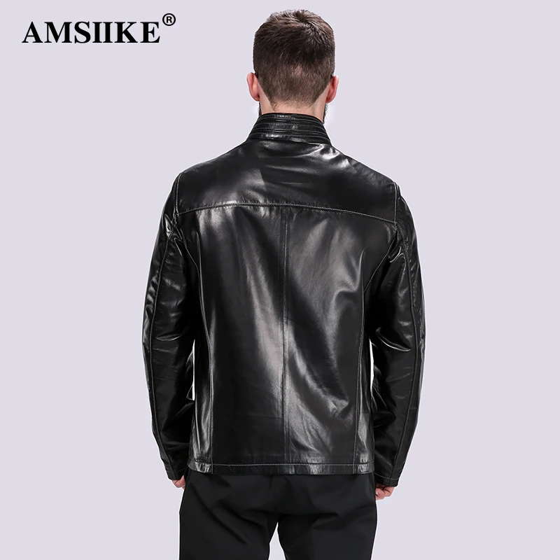 AMSIIKE 2017 Солидная мужская куртка из натуральной кожи A775|chaquetas|chaqueta menchaqueta leather |