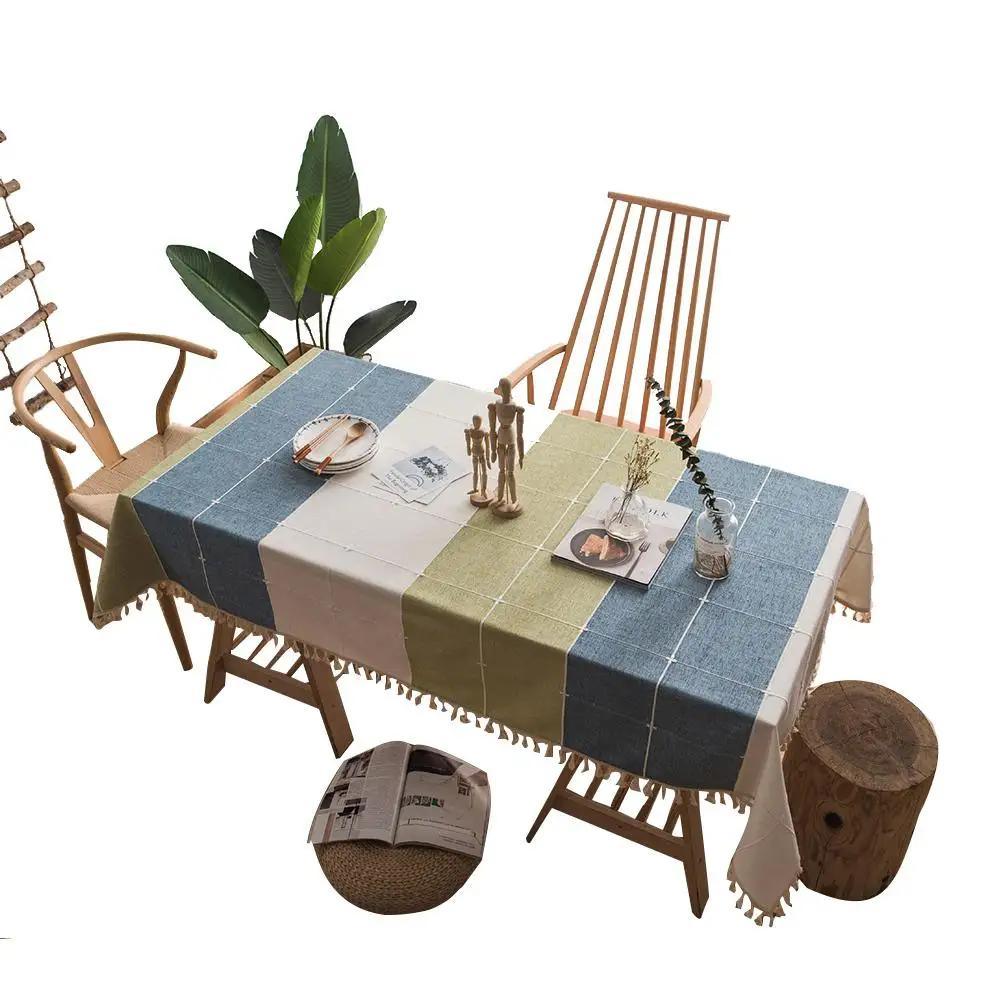 

Simple Cotton Linen Tablecloth Plaid Pattern Rectangular Tablecloths Dining Table Cover Decorative Mantel Mesa Table Cloth