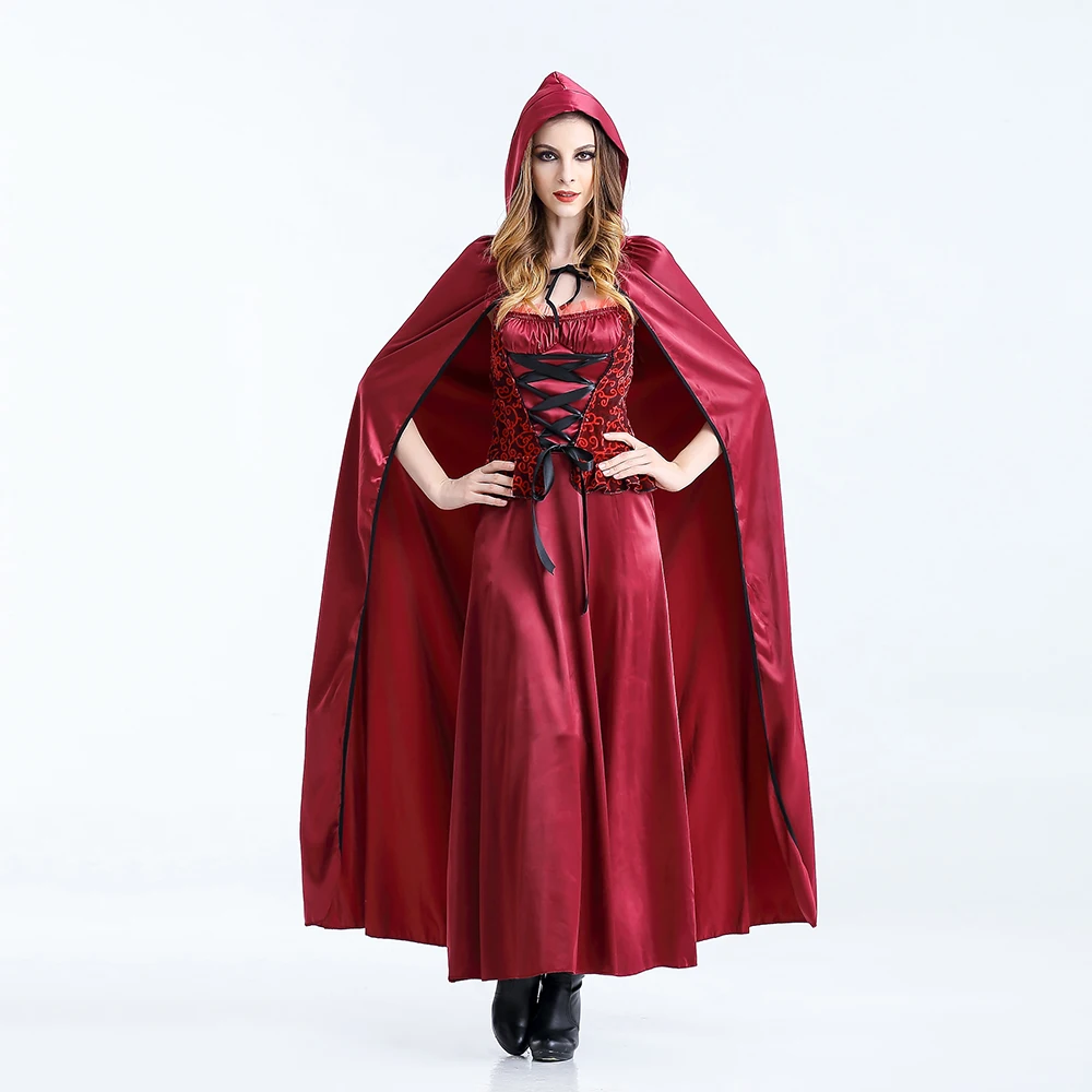 

VASHEJIANG Kigurumi Little Red Riding Hood Costumes Adult Fantasia Small Red Cap Princess Cosplay Halloween Party Uniform