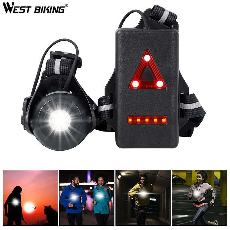 

WEST BIKING Running Light 2200mAh USB Battery Night Warning Front Chest Light Cycling Fishing Hiking Camping Light Bicycle Lamp