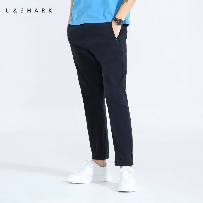 

U&SHARK Spring Autumn Mens Casual Pants Bottoms Clothing Men Slim Fit Straight Suit Pants Cotton Business Leisure Trousers Male