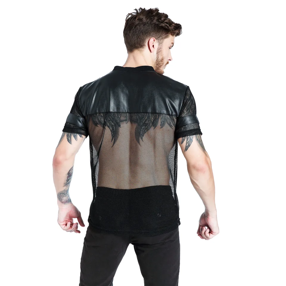 camisa de malla negra hombre