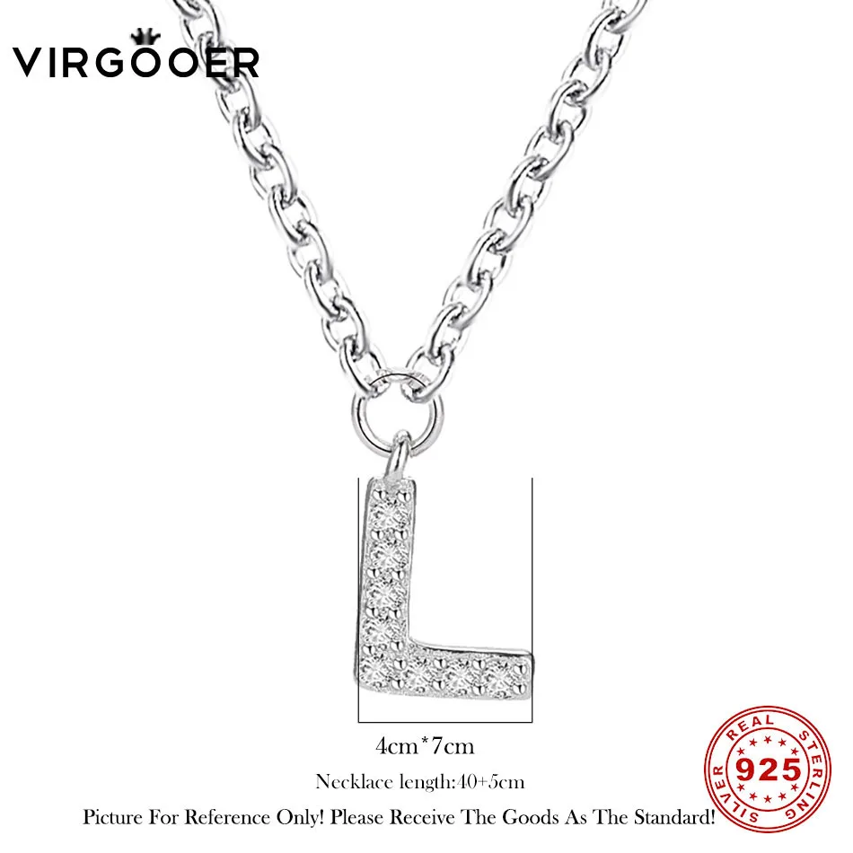 7 925 Sterling Silver Fashion Letter Necklaces Pendants Choker Bling Crystal Women Girl Jewelry Collier Initial Necklace
