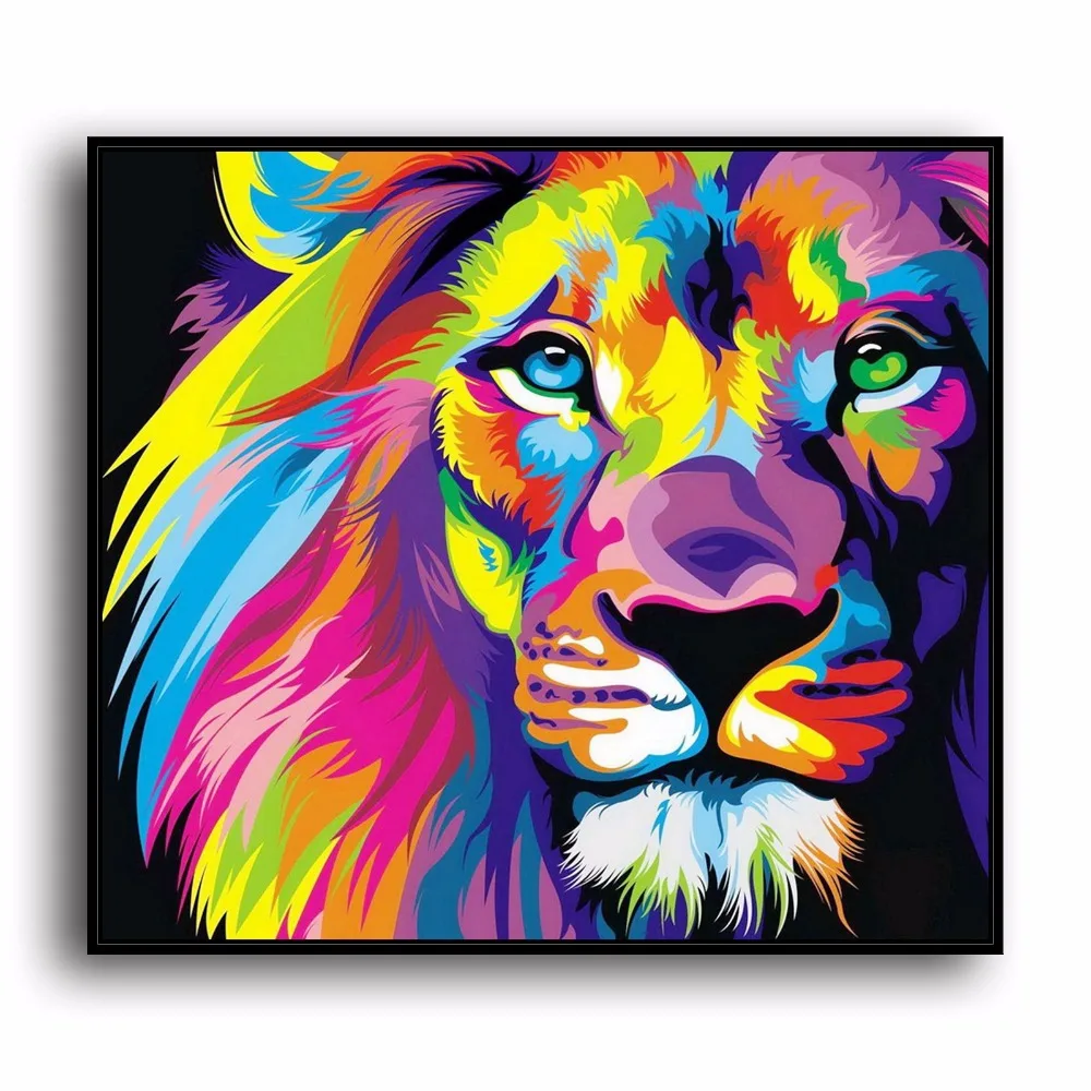 A3492 Abstract Painting Color Lion Animal .HD Canvas Print Home