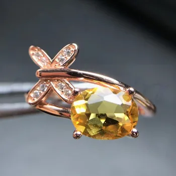 

Per jewelry Natural real citrine butterfly ring Free shipping 925 sterling silver Fine jewelry 1ct gemstone F8070219