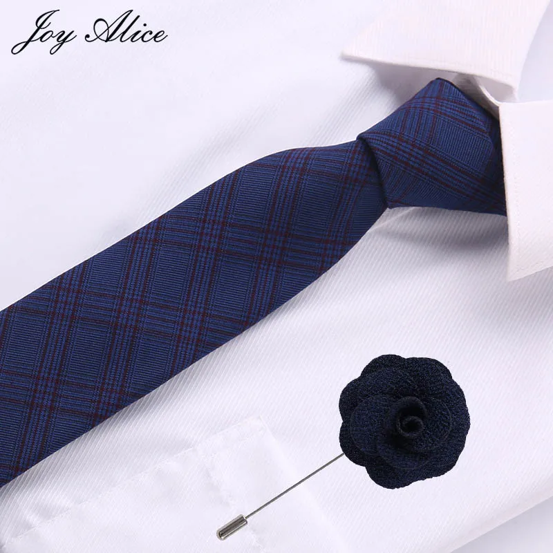 Высокое качество мужской галстук 6 см Узкие галстуки свадебное платье Галстуки и булавки набор для мужчин клетчатый галстук бизнес pour homme rouge тонкий - Цвет: T15