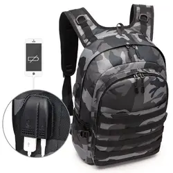 JIULIN рюкзак мужская сумка Mochila Pubg Battlefield пехота пакет камуфляж путешествия холст наушники USB Джек Задняя сумка Новый