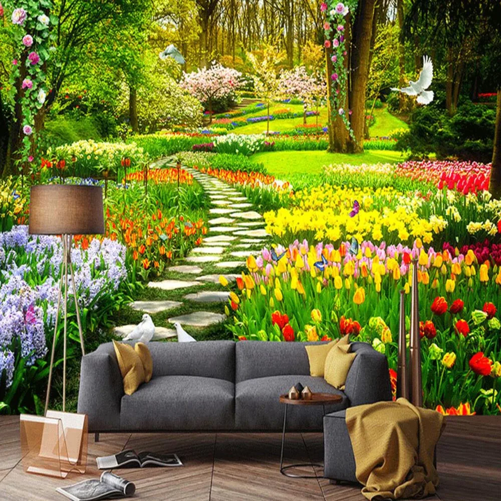 

3D flower Tree Wallpaper Mural for Living Room Wall Decorative papier de soie wall papers home decor 3d Custom Size Landscape
