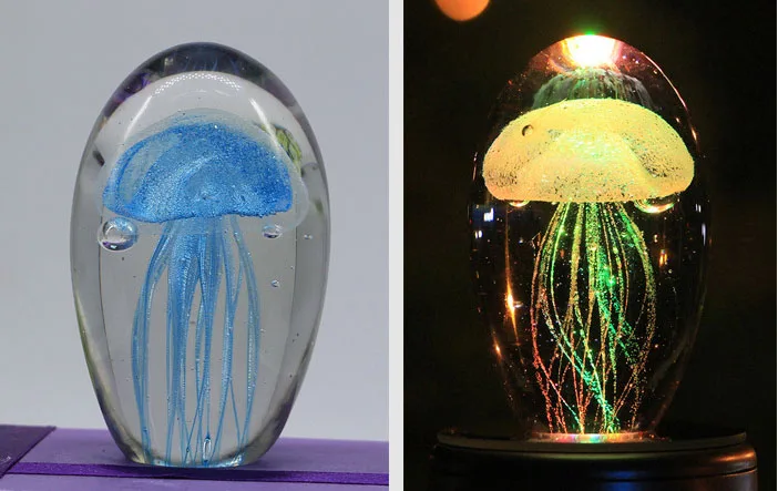 Медузой с украшением в виде кристаллов настольная лампа в форме Цвет прикроватные светодиодный Ночной светильник с светильник базы Новинка младенца спать ночью ночной Светильник 3D Светодиодная лампа - Испускаемый цвет: light blue