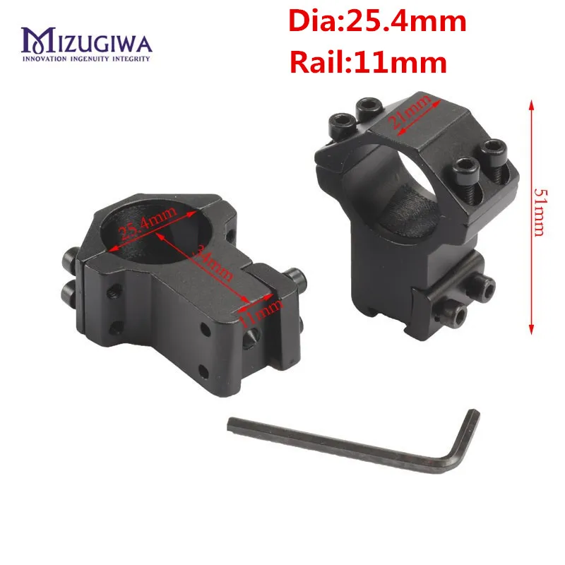 

MIZUGIWA High Scope Mount 25.4mm Rings for Weaver Picatinny 11mm Rail For Optics Sight Rifle Pistol Airsoft Gun Hunting Caza
