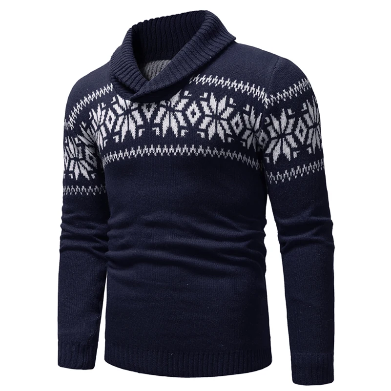 UNIVOS KUNI, мужской свитер, пуловер, жаккардовый теплый дизайн, облегающий свитер с воротником под горло, свитер с цветочным рисунком для мальчиков, большой размер 2XL Q6093
