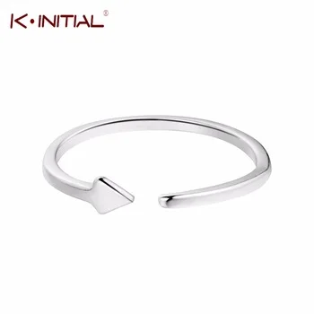 Kinitial 925 Sterling Silver Triangle Rings for Women New Lovely Girls Christmas Gift Statement Jewelry Adjustable Size Ring