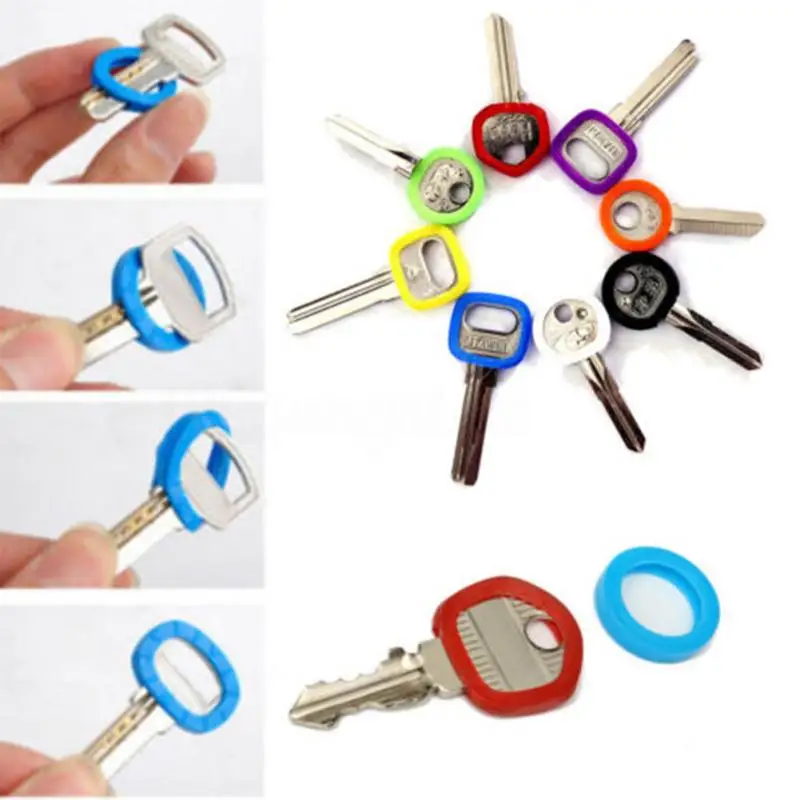 50Pcs Bright Colors Hollow Keychain Plastic Key Cap Covers Topper