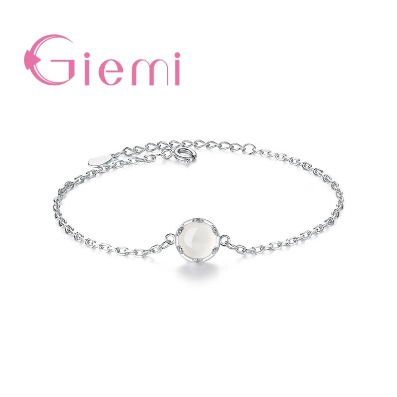 

GIEMI Round Compact Clear Bead Bracelets Most Popular Style Women Girls Present Modern 925 Sterling Silver Crystal Jewelry