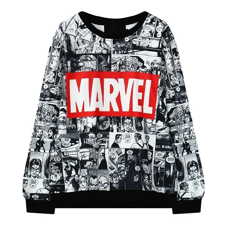 

2019 marvel Hoodies Woman O-neck Animation 3D Printing Original Old Pneumatic Diffuse Portrait Round Neck Long Sleeve