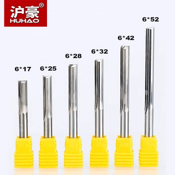 

HUHAO 2pcs/lot Shank 6mm Two Flutes Straight Router Bits For Wood CNC Engraving Cutters Carbide Endmills Tools Milling Cutter