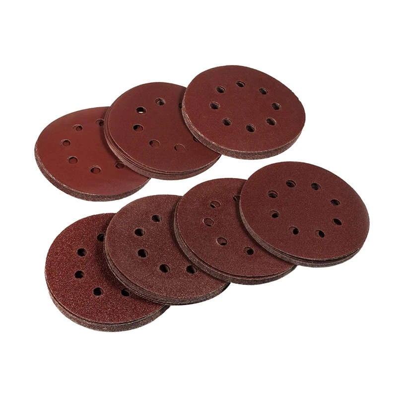 

70 8-Hole Gold Sand Discs 5-Inch Dust-Free Hook And Ring Sandpaper 10 Per Size 40 60 80 120 180 240 400