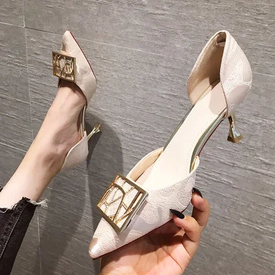 

Super hot high heels summer 2019 new fashion wild black small fresh stiletto shoes